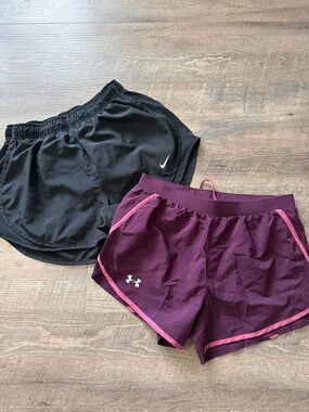 Under Armour Women’s Plum Athletic Shorts with Pink Trim